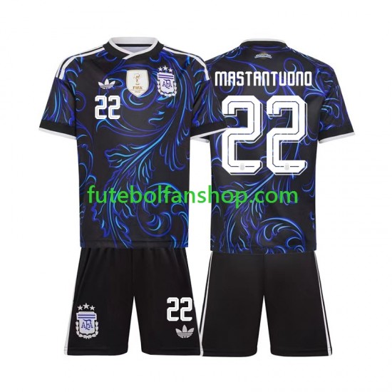 Camisola Alternativo Seleção Argentina Franco Mastantuono 22 World Cup 2026 Manga Curta ,Criança