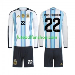 Camisola Principal Seleção Argentina Franco Mastantuono 22 World Cup 2026 Manga Comprida ,Criança