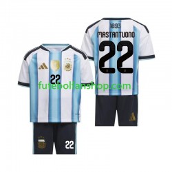 Camisola Principal Seleção Argentina Franco Mastantuono 22 World Cup 2026 Manga Curta ,Criança