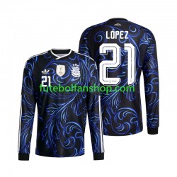 Camisola Alternativo Seleção Argentina Jose Manuel Lopez 21 World Cup 2026 Manga Comprida ,Homem