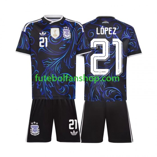 Camisola Alternativo Seleção Argentina Jose Manuel Lopez 21 World Cup 2026 Manga Curta ,Criança