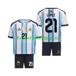 Camisola Principal Seleção Argentina Jose Manuel Lopez 21 World Cup 2026 Manga Curta ,Criança