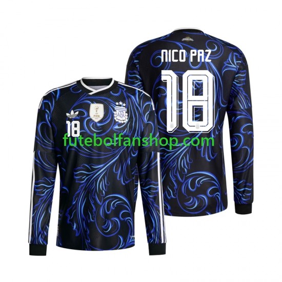 Camisola Alternativo Seleção Argentina Nico Paz 18 World Cup 2026 Manga Comprida ,Homem