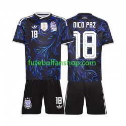 Camisola Alternativo Seleção Argentina Nico Paz 18 World Cup 2026 Manga Curta ,Criança