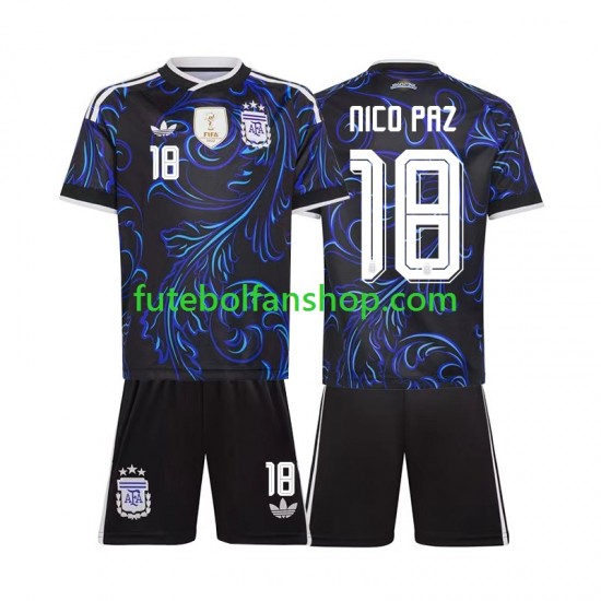 Camisola Alternativo Seleção Argentina Nico Paz 18 World Cup 2026 Manga Curta ,Criança