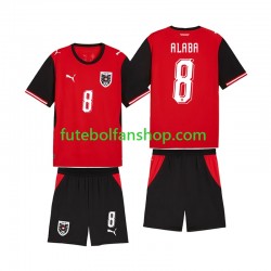 Camisola Principal Seleção Austríaca David Alaba 8 World Cup 2026 Manga Curta ,Criança