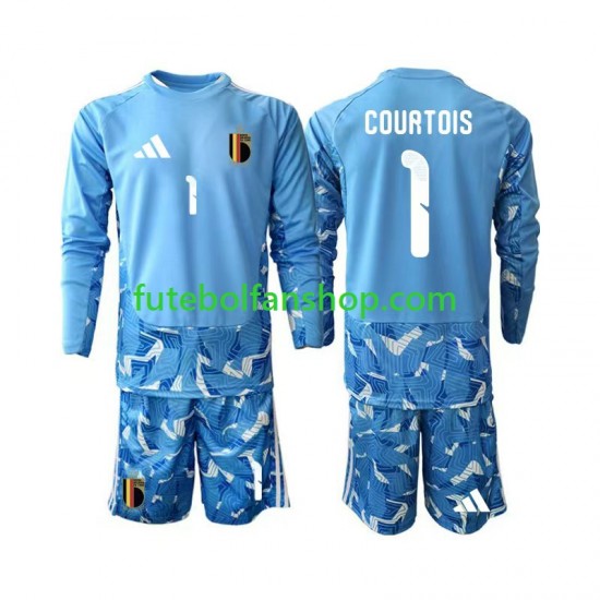 Camisola Principal Guarda-redes Seleção Belga Thibaut Courtois 1 World Cup 2026 Manga Comprida ,Criança