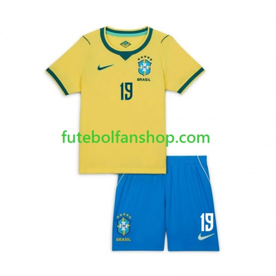 Camisola Principal Seleção Brasileira Endrick 19 World Cup 2026 Manga Curta ,Criança