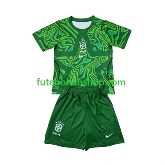 Camisola Alternativo Guarda-redes Seleção Brasileira World Cup 2026 Manga Curta ,Criança