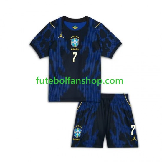 Camisola Alternativo Seleção Brasileira Vinicius Junior 7 World Cup 2026 Manga Curta ,Criança