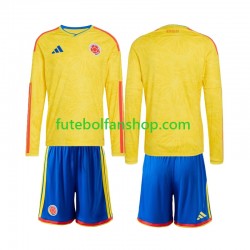 Camisola Principal Seleção Colombiana World Cup 2026 Manga Comprida ,Criança