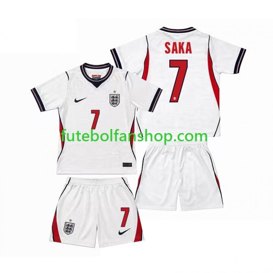 Camisola Principal Seleção Inglesa Bukayo Saka 7 World Cup 2026 Manga Curta ,Criança