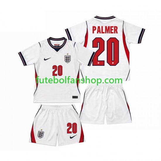 Camisola Principal Seleção Inglesa Cole Palmer 20 World Cup 2026 Manga Curta ,Criança