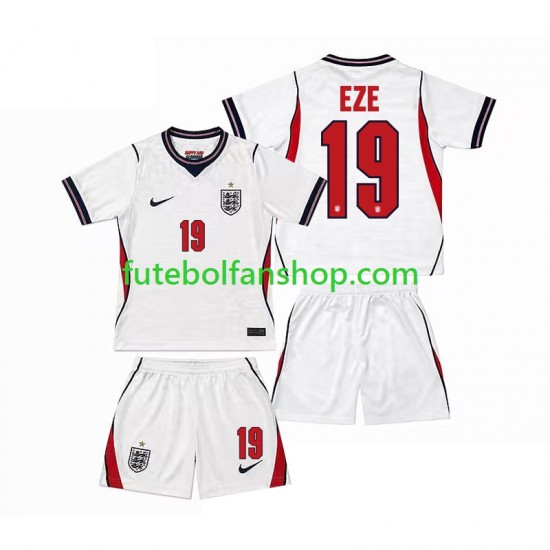 Camisola Principal Seleção Inglesa Eberechi Eze 19 World Cup 2026 Manga Curta ,Criança
