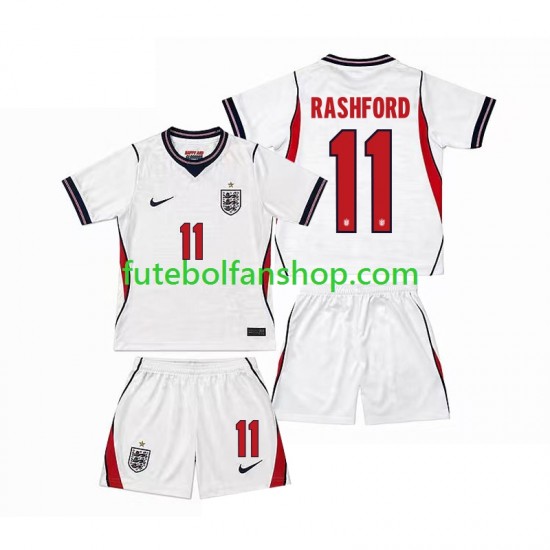 Camisola Principal Seleção Inglesa Marcus Rashford 11 World Cup 2026 Manga Curta ,Criança