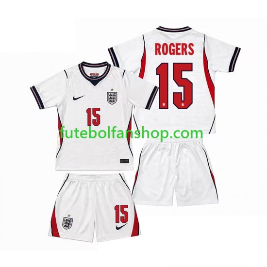 Camisola Principal Seleção Inglesa Morgan Rogers 15 World Cup 2026 Manga Curta ,Criança