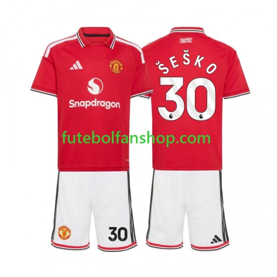 Camisola Principal Manchester United Benjamin Sesko 30 Época 2026/2027 Manga Curta ,Criança