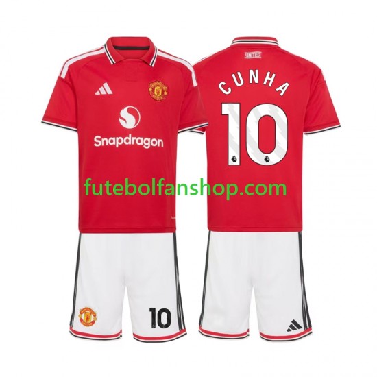 Camisola Principal Manchester United Matheus Cunha 10 Época 2026/2027 Manga Curta ,Criança