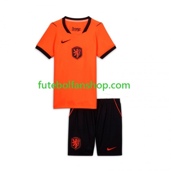 Camisola Principal Seleção Neerlandesa World Cup 2026 Manga Curta ,Criança