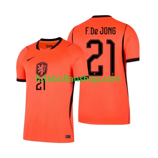 Camisola Principal Seleção Neerlandesa Frenkie de Jong 21 World Cup 2026 Manga Curta ,Homem