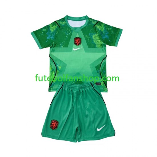 Camisola Alternativa (2ª) Guarda-redes Seleção Neerlandesa World Cup 2026 Manga Curta ,Criança