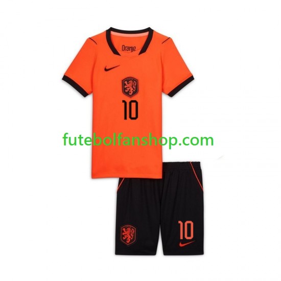 Camisola Alternativo Seleção Neerlandesa Memphis Depay 10 World Cup 2026 Manga Curta ,Criança