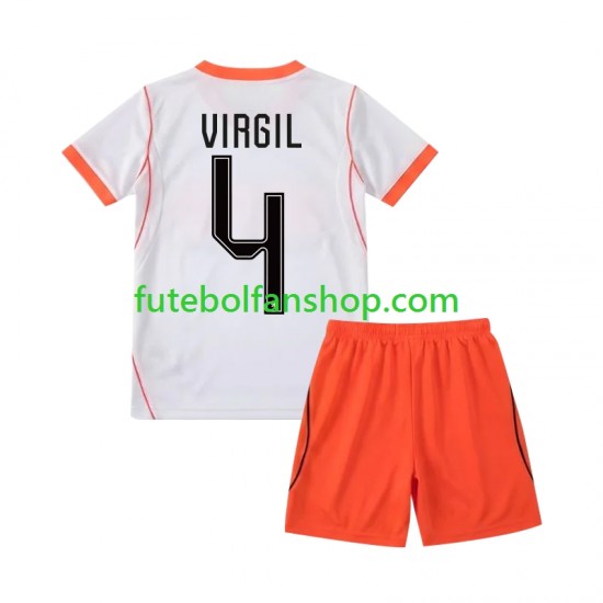Camisola Alternativo Seleção Neerlandesa Virgil van Dijk 4 World Cup 2026 Manga Curta ,Criança