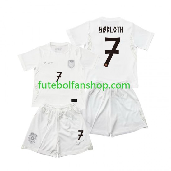 Camisola Alternativa (2ª) Seleção Norueguesa Alexander Sorloth 7 World Cup 2026 Manga Curta ,Criança