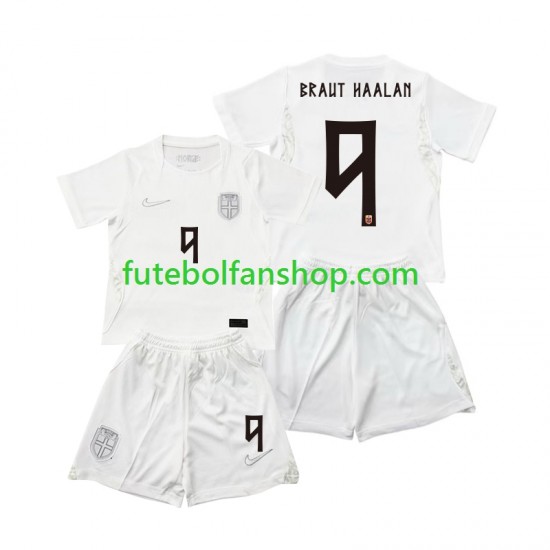 Camisola Alternativa (2ª) Seleção Norueguesa Braut Haaland 9 World Cup 2026 Manga Curta ,Criança