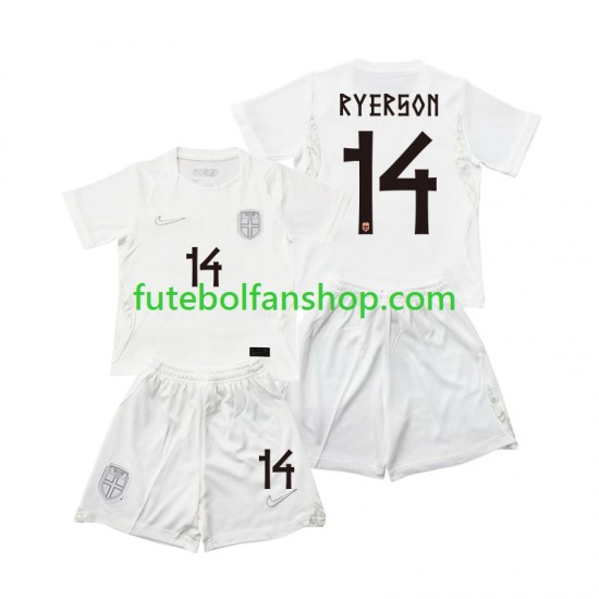 Camisola Alternativa (2ª) Seleção Norueguesa Julian Ryerson 14 World Cup 2026 Manga Curta ,Criança