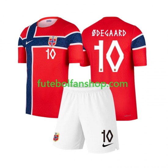 Camisola Principal Seleção Norueguesa Martin Odegaard 10 World Cup 2026 Manga Curta ,Criança
