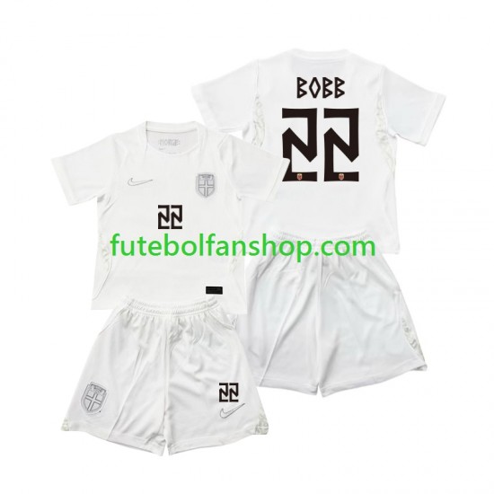 Camisola Alternativa (2ª) Seleção Norueguesa Oscar Bobb 22 World Cup 2026 Manga Curta ,Criança