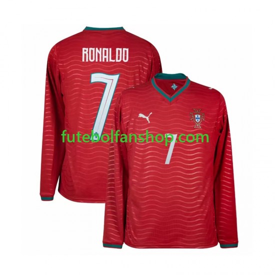 Camisola Principal Seleção Portuguesa Cristiano Ronaldo 7 World Cup 2026 Manga Comprida ,Homem