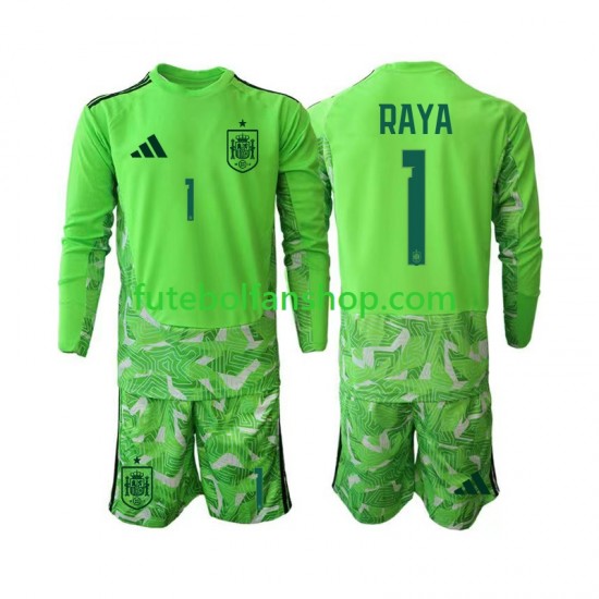 Camisola Guarda-redes Seleção Espanhola David Raya 1 6th Green color World Cup 2026 Manga Comprida ,Criança