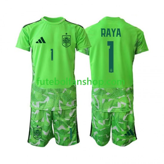 Camisola Guarda-redes Seleção Espanhola David Raya 1 6th Green color World Cup 2026 Manga Curta ,Criança