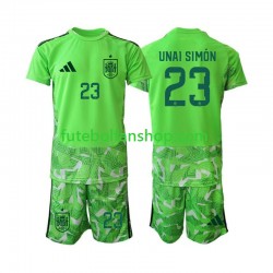 Camisola Guarda-redes Seleção Espanhola Unai Simon 23 6th Green color World Cup 2026 Manga Curta ,Criança