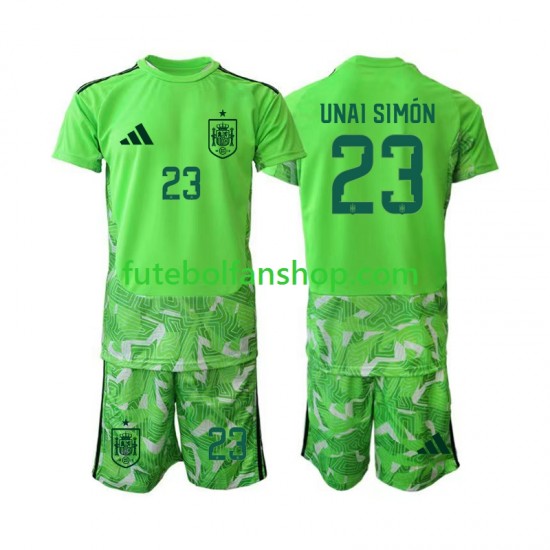 Camisola Guarda-redes Seleção Espanhola Unai Simon 23 6th Green color World Cup 2026 Manga Curta ,Criança