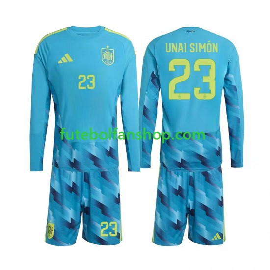Camisola Principal Guarda-redes Seleção Espanhola Unai Simon 23 World Cup 2026 Manga Comprida ,Criança