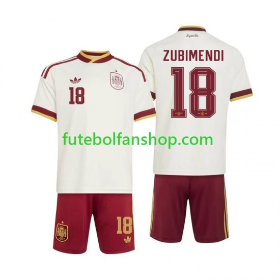 Camisola Alternativo Seleção Espanhola Martin Zubimendi 18 World Cup 2026 Manga Curta ,Criança