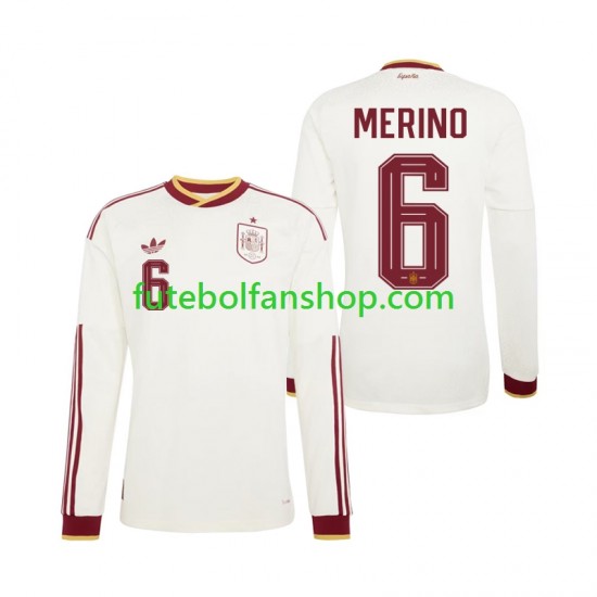 Camisola Alternativo Seleção Espanhola Mikel Merino 6 World Cup 2026 Manga Comprida ,Homem