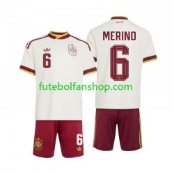 Camisola Alternativo Seleção Espanhola Mikel Merino 6 World Cup 2026 Manga Curta ,Criança