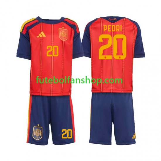 Camisola Principal Seleção Espanhola Pedri 20 World Cup 2026 Manga Curta ,Criança