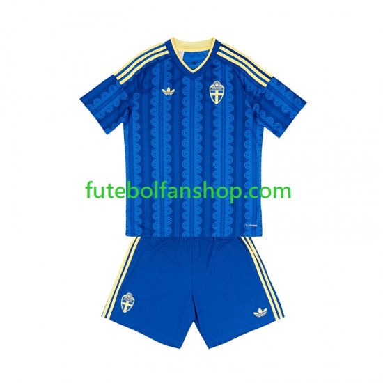 Camisola Alternativo Seleção Sueca World Cup 2026 Manga Curta ,Criança