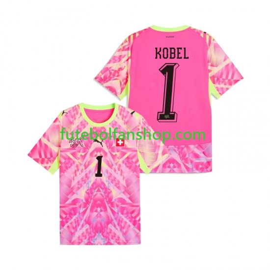 Camisola Alternativo Guarda-redes Seleção Suíça Gregor Kobel 1 World Cup 2026 Manga Curta ,Homem