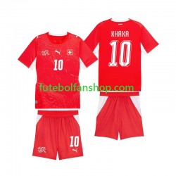 Camisola Principal Seleção Suíça Granit Xhaka 10 World Cup 2026 Manga Curta ,Criança