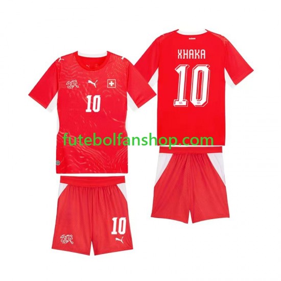 Camisola Principal Seleção Suíça Granit Xhaka 10 World Cup 2026 Manga Curta ,Criança