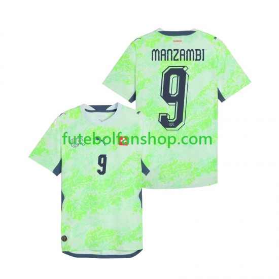 Camisola Alternativo Seleção Suíça Johan Manzambi 9 World Cup 2026 Manga Curta ,Homem