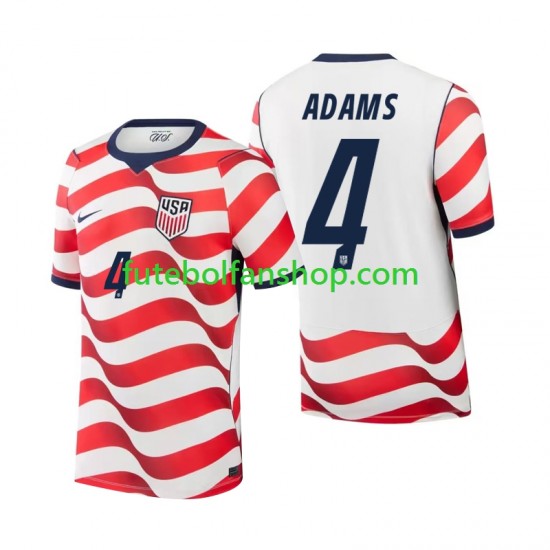 Camisola Principal Seleção Estados Unidos Tyler Adams 4 World Cup 2026 Manga Curta ,Homem