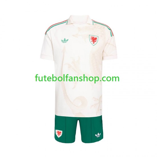 Camisola Alternativo Seleção Galesa World Cup 2026 Manga Curta ,Criança