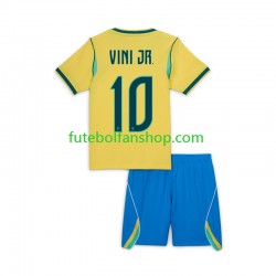 Camisola Principal Seleção Brasileira Vinicius Junior 10 World Cup 2026 Manga Curta ,Criança